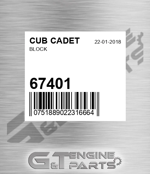 67401 Block for CUB CADET