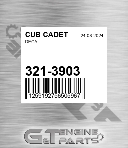 321-3903 Decal for CUB CADET