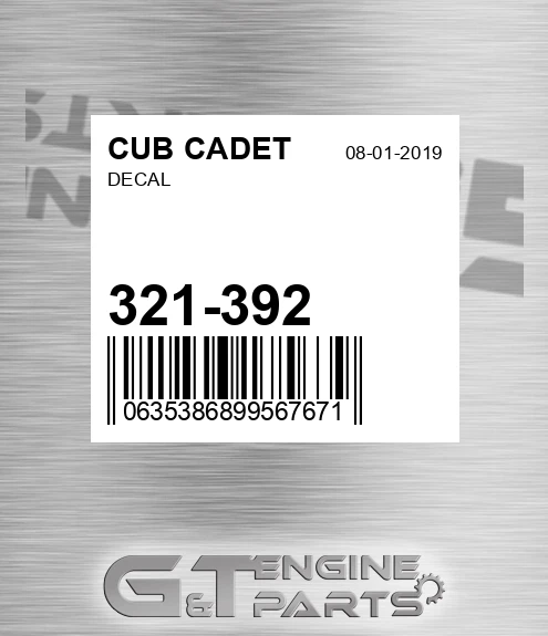 321-392 Decal for CUB CADET