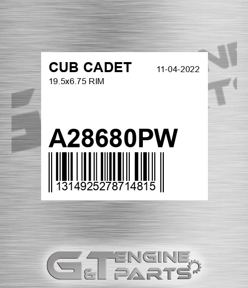 A28680PW CUB CADET 19.5x6.75 Rim