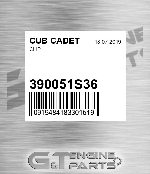 390051S36 Clip for CUB CADET