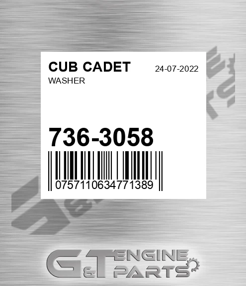 736-3058 Washer for CUB CADET