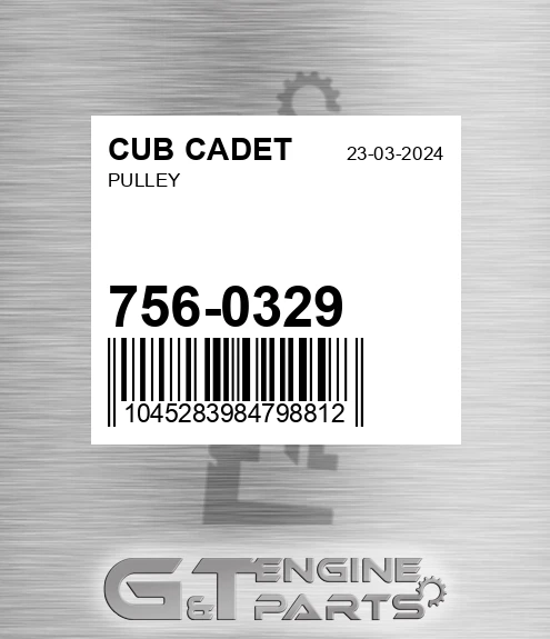 756-0329 Pulley for CUB CADET