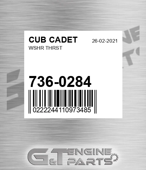 736-0284 Wshr Thrst for CUB CADET