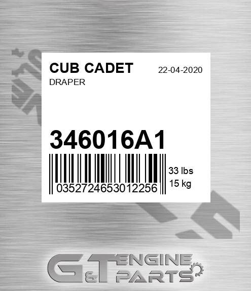 346016A1 CUB CADET Draper