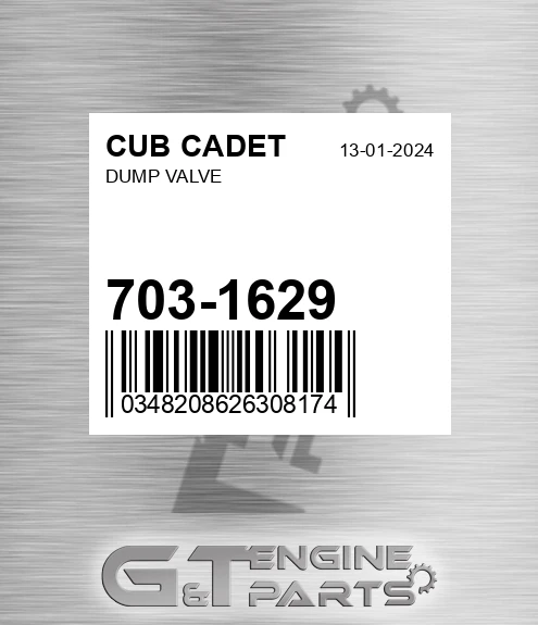 703-1629 Dump Valve for CUB CADET