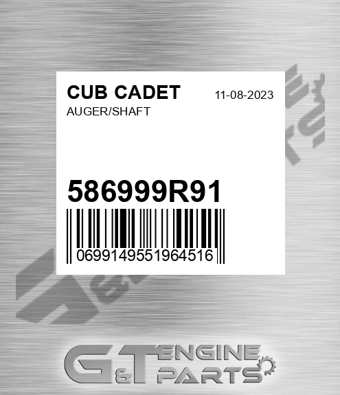 586999R91 Auger/shaft for CUB CADET