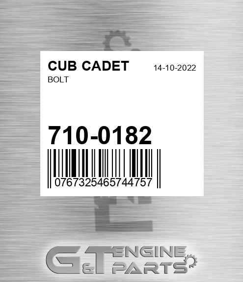 710-0182 Bolt for CUB CADET