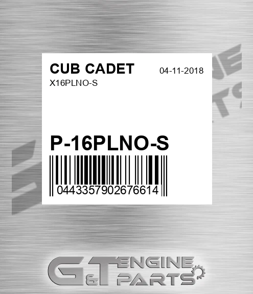 P-16PLNO-S X16plno-s for CUB CADET