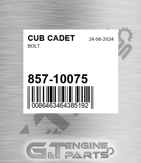 857-10075 Bolt for CUB CADET