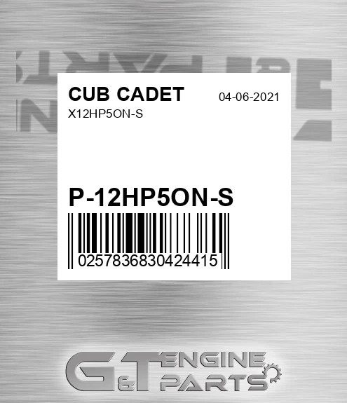 P-12HP5ON-S X12hp5on-s for CUB CADET