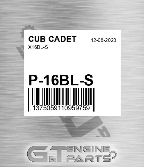 P-16BL-S X16bl-s for CUB CADET