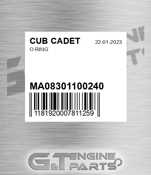 MA08301100240 O Ring for CUB CADET