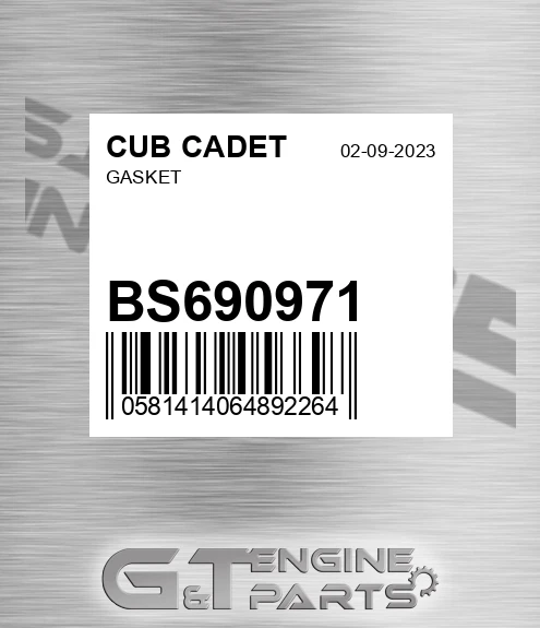 BS690971 Gasket for CUB CADET