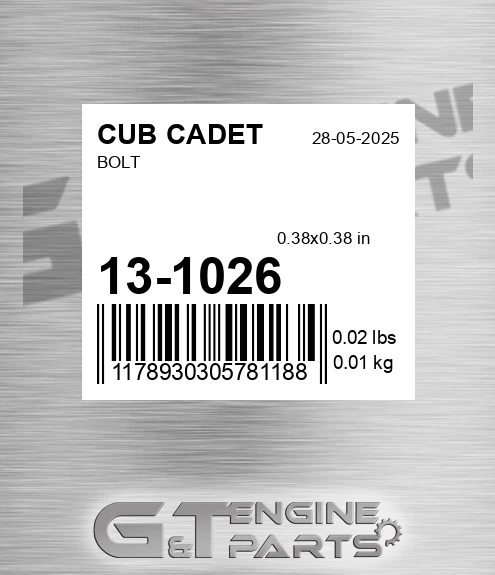 13-1026 Bolt for CUB CADET