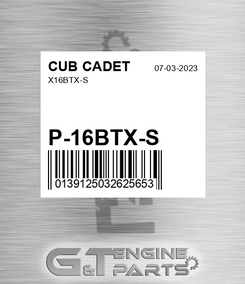 P-16BTX-S X16btx-s for CUB CADET