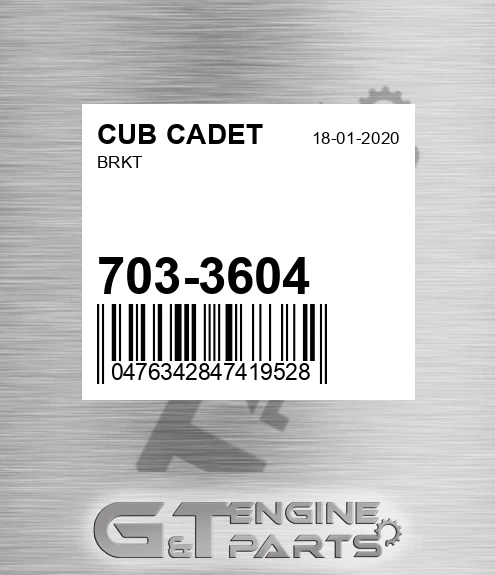 703-3604 Brkt for CUB CADET