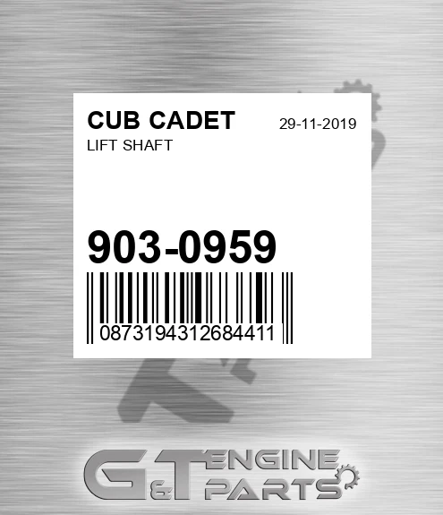903-0959 Lift Shaft for CUB CADET