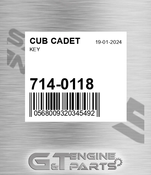 714-0118 Key for CUB CADET