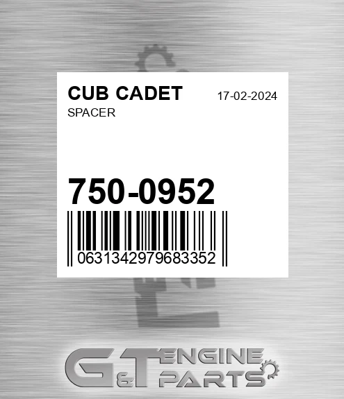 750-0952 Spacer for CUB CADET