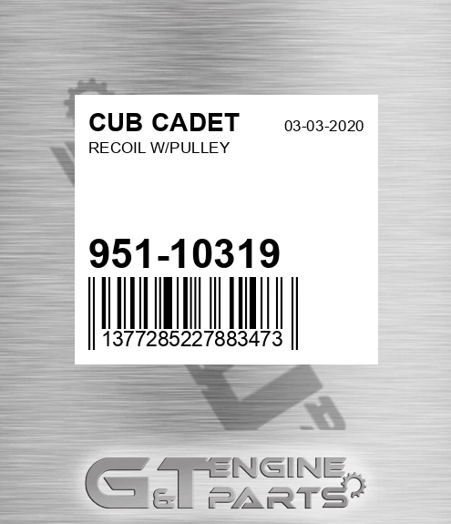 951-10319 Recoil W/pulley for CUB CADET