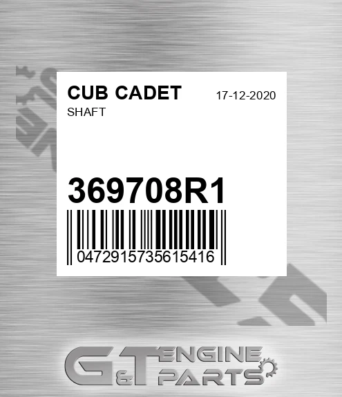 369708R1 Shaft for CUB CADET