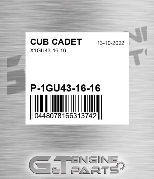 P-1GU43-16-16 X1gu43-16-16 for CUB CADET