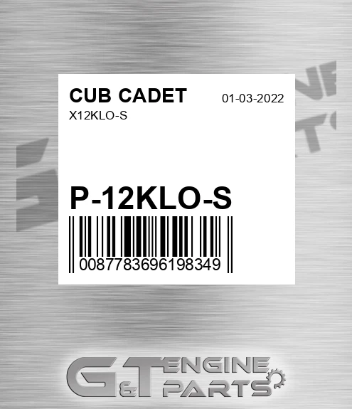 P-12KLO-S X12klo-s for CUB CADET