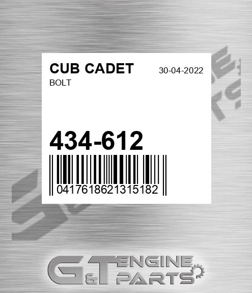 434-612 Bolt for CUB CADET