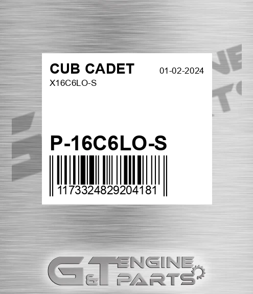 P-16C6LO-S X16c6lo-s for CUB CADET