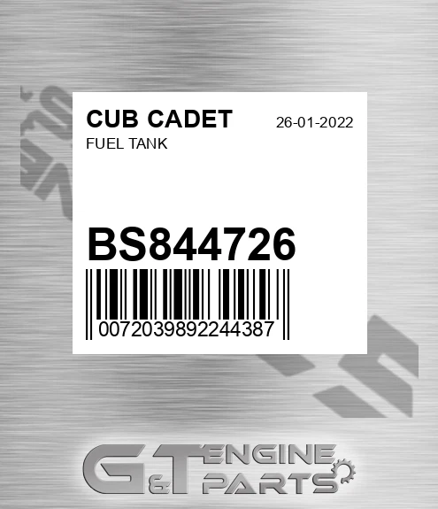 BS844726 CUB CADET Fuel Tank