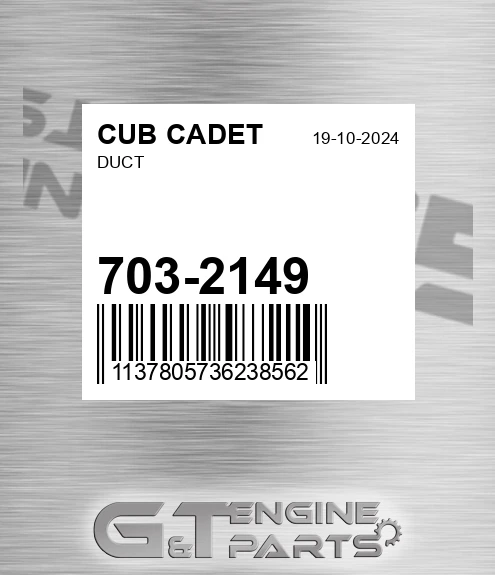 703-2149 Duct for CUB CADET
