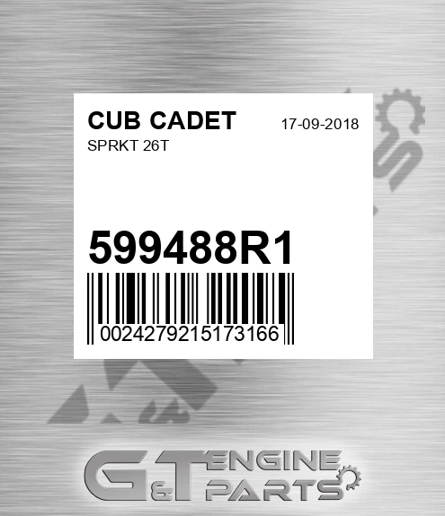 599488R1 Sprkt 26t for CUB CADET