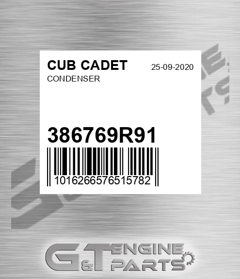 386769R91 Condenser for CUB CADET