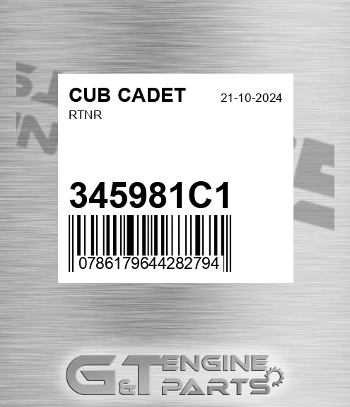 345981C1 Rtnr for CUB CADET