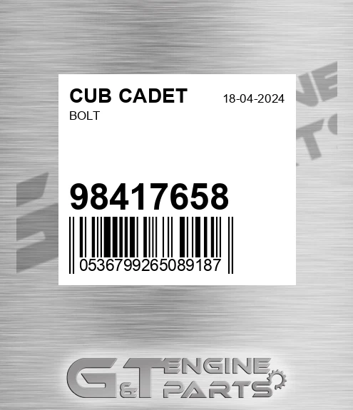 98417658 Bolt for CUB CADET