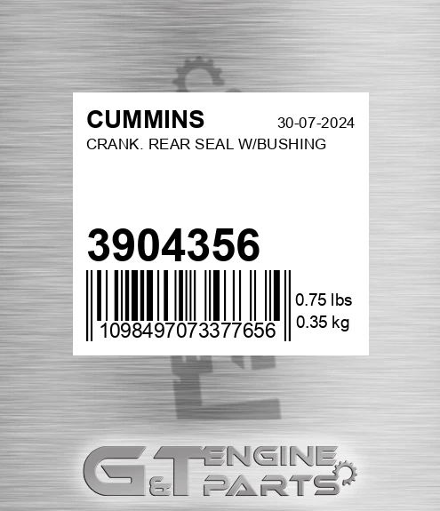 3904356 CUMMINS Crank. Rear Seal W/bushing