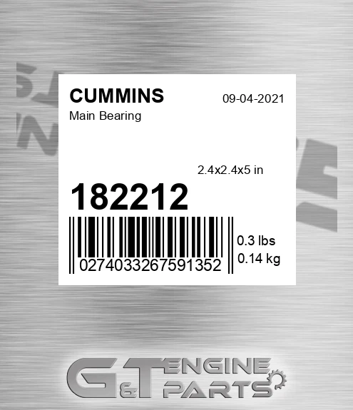 182212 Main Bearing for CUMMINS