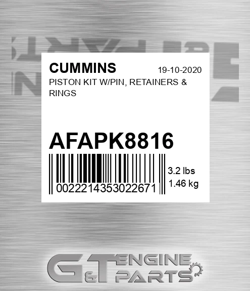 AFA-PK8816 Piston Kit W/pin, Retainers & Rings for CUMMINS
