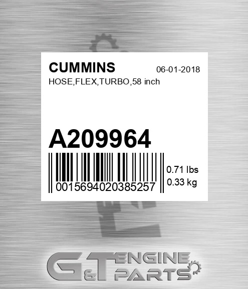 A209964 Hose,flex,turbo,58 Inch for CUMMINS