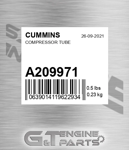 A209971 Compressor Tube for CUMMINS