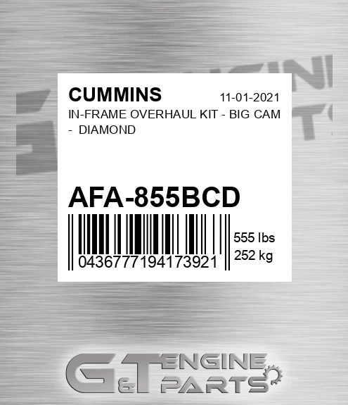 AFA-855BCD CUMMINS In-frame Overhaul Kit - Big Cam - Diamond
