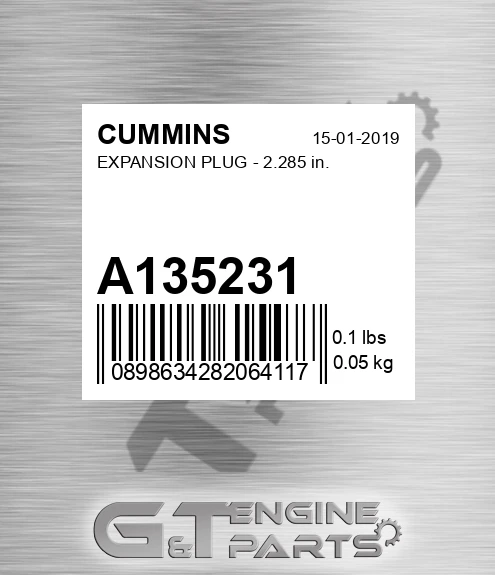 A135231 Expansion Plug - 2.285 In.