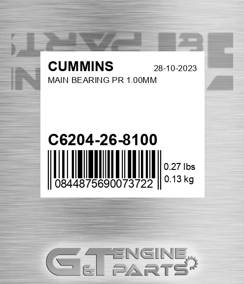 C6204-26-8100 Main Bearing Pr 1.00mm for CUMMINS