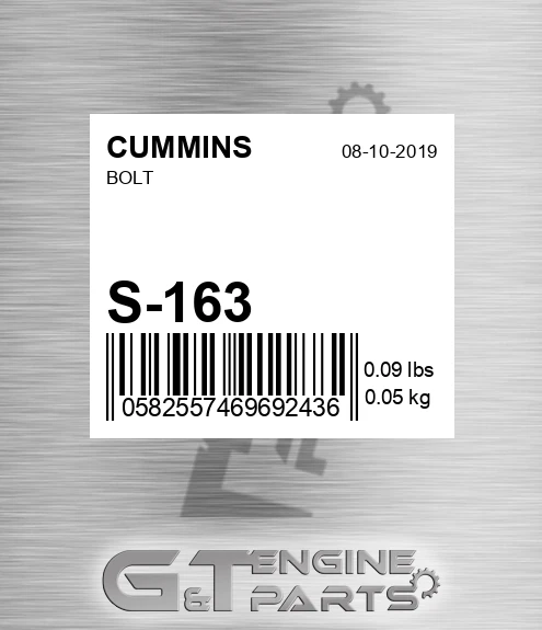 S-163 Bolt for CUMMINS