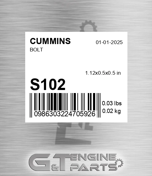 S-102 Bolt for CUMMINS