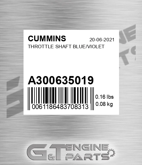 A3006350-19 Throttle Shaft Blue/violet for CUMMINS
