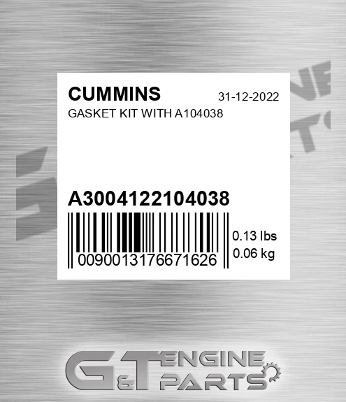 A3004122/104038 Gasket Kit With A104038 for CUMMINS