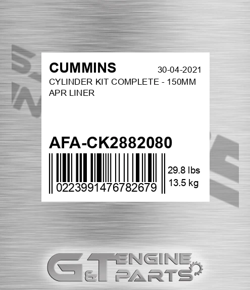 AFA-CK2882080 Cylinder Kit Complete - 150mm Apr Liner for CUMMINS