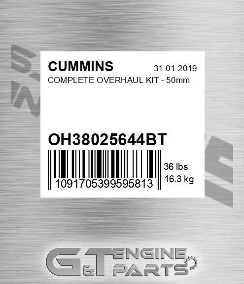 OH3802564-4BT Complete Overhaul Kit - 50mm for CUMMINS